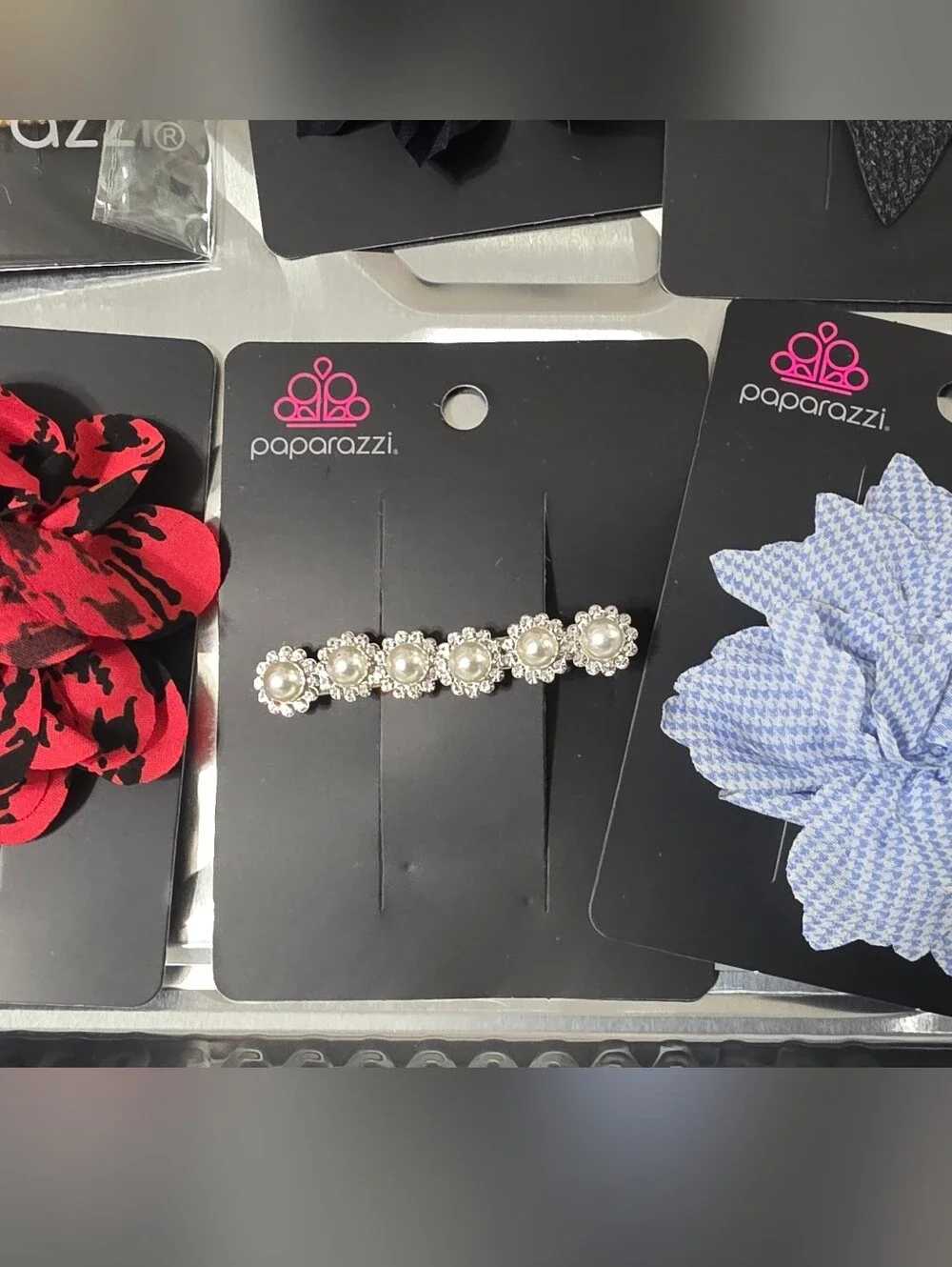Paparazzi Assorted Women's Hair Clips - Pink, Red, Yellow, Silver Accents